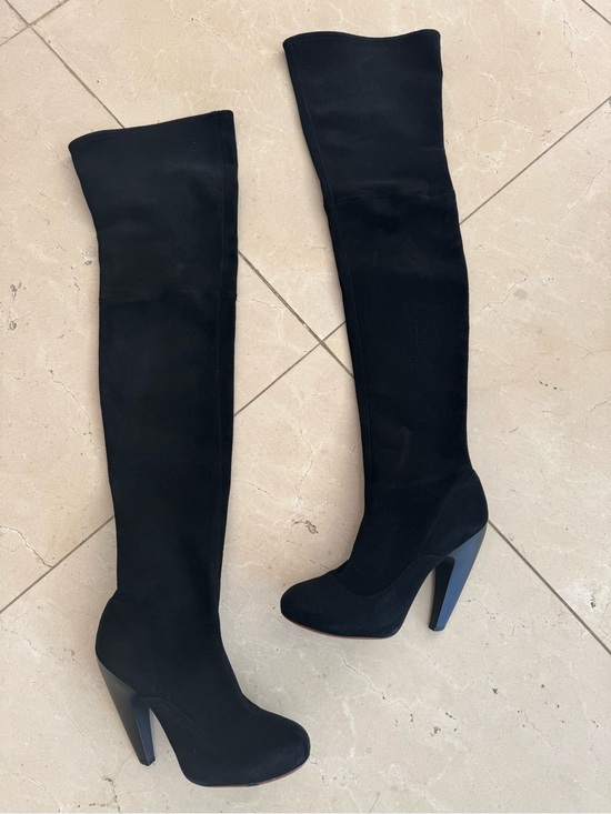 Alaia Shoes - Alaia Women's Black Over-the-Knee Suede Stretch Heel Boots, Size 39